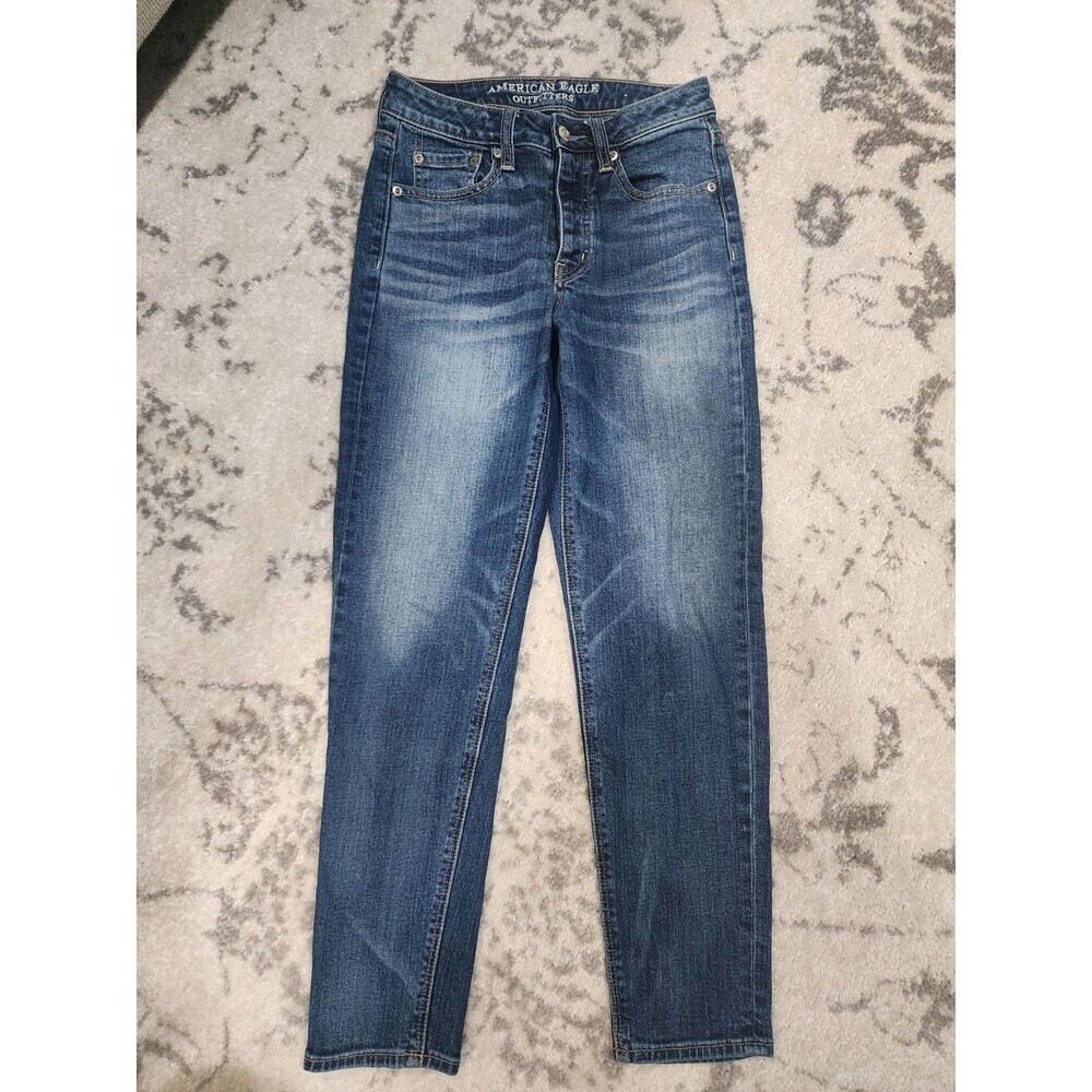 American Eagle Outfitters Vintage Hi-Rise Distressed Blue Stretch Jeans Size 2